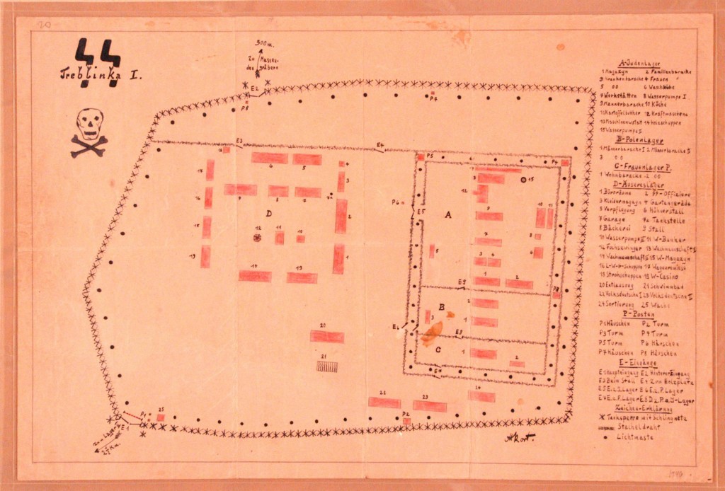 Mapa obozu Treblinka I, autorstwa F. Korta, obecnie znajduje się w zbiorach United States Holocaust Memorial Musem